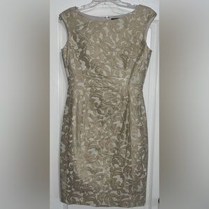 RALPH LAUREN  Floral Cream Beige Sleeveless Sheath Dress  4 EUC